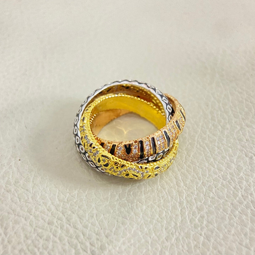 [Solara jewelry]Tri Tone Pave Band Ring image 2