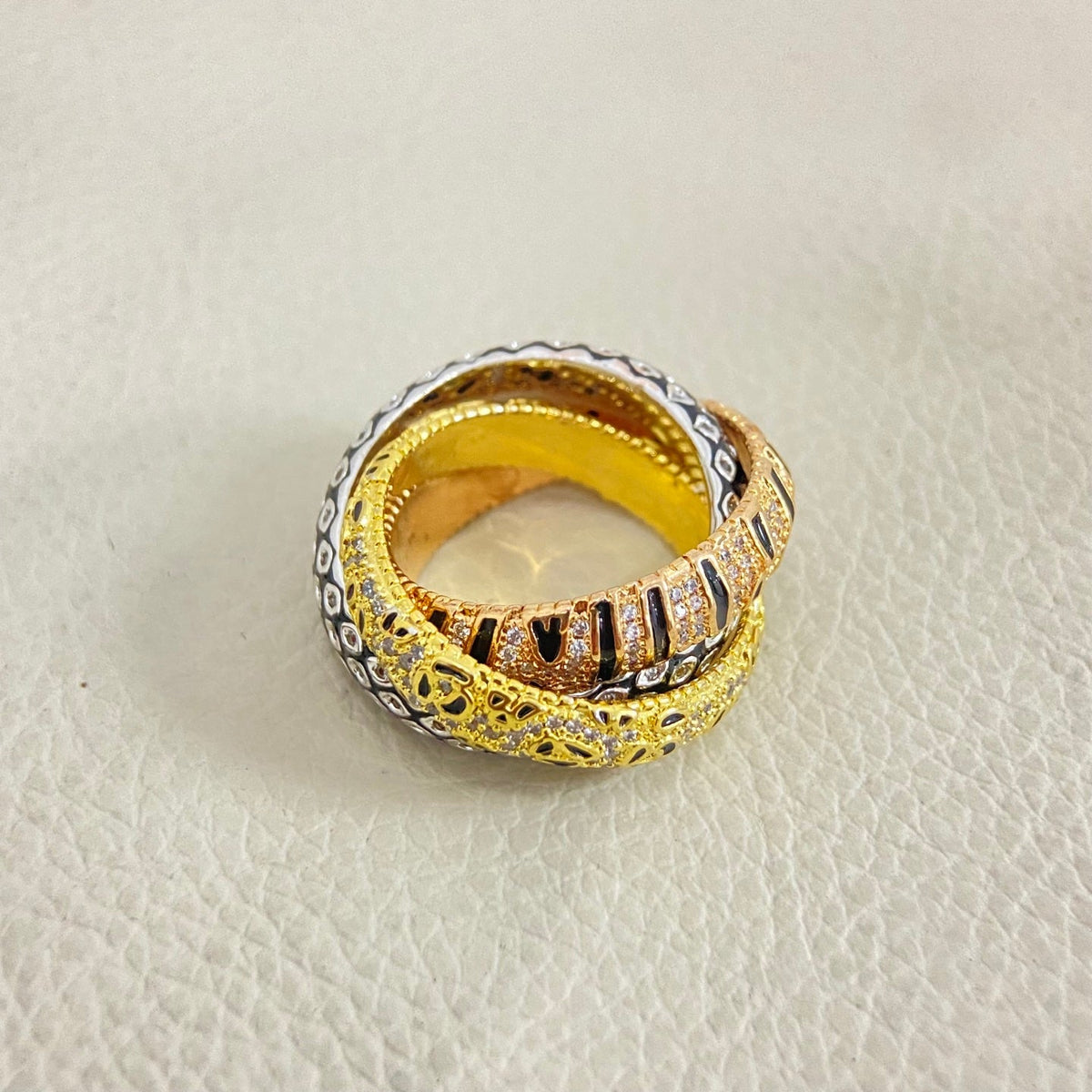 [Solara jewelry]Tri Tone Pave Band Ring image 2