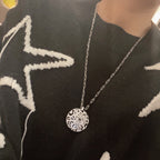 [Solara jewelry]Openwork Round Pendant Necklace image 8