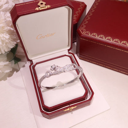 [Spira Jewelry]PAVE DOUBLE PANTHER HEAD BANGLE