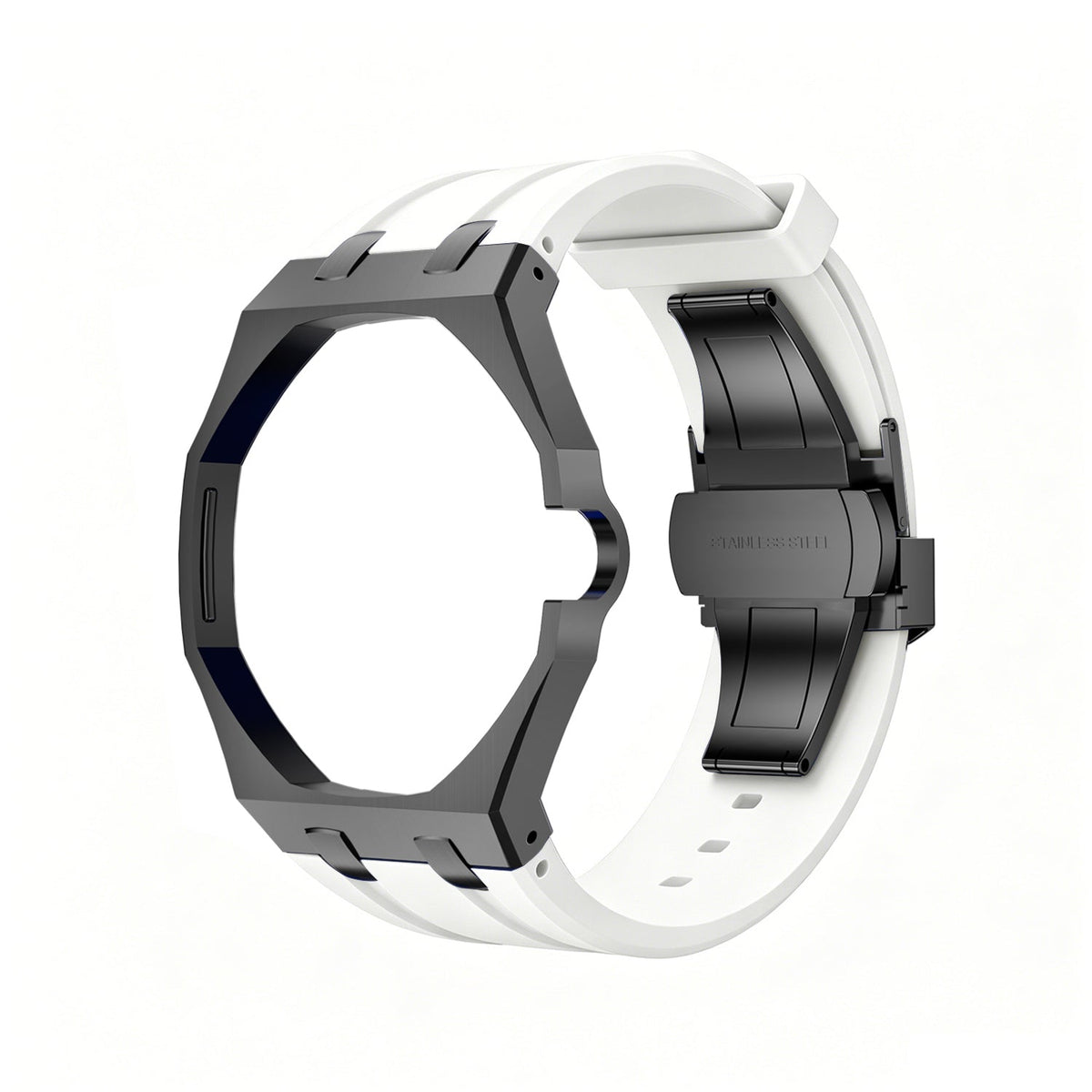 Eiche Pop Schwarz Stahl Silikonarmband