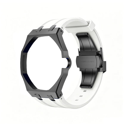 Eiche Pop Schwarz Stahl Silikonarmband