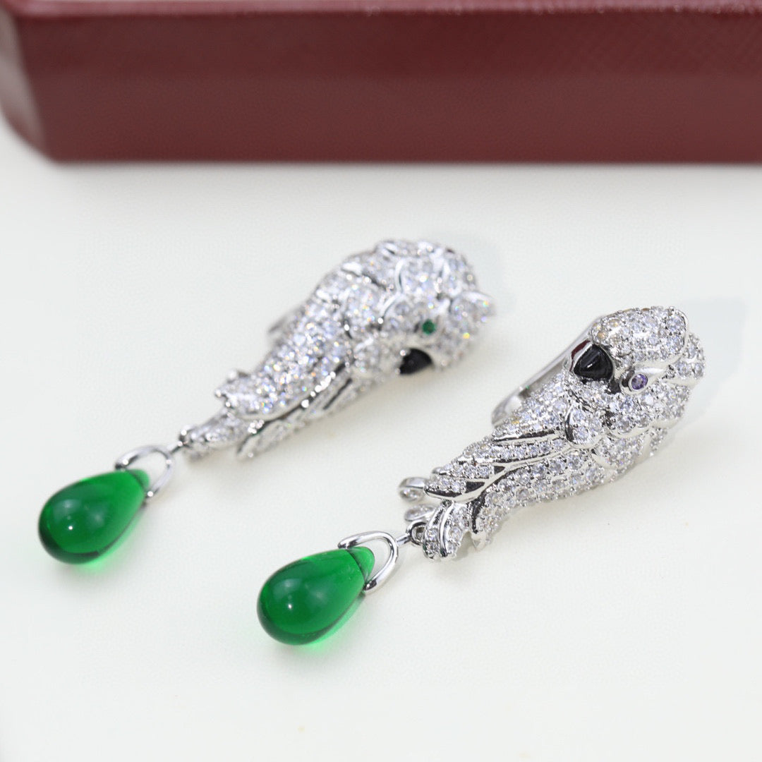 [Solara jewelry] Green Stone Drop Earrings