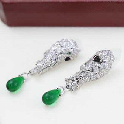 [Solara jewelry] Green Stone Drop Earrings