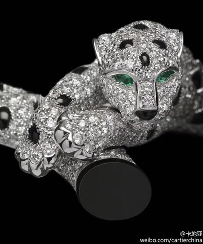 [Solara jewelry]Pave Panther Circle Pendant Necklace image 4