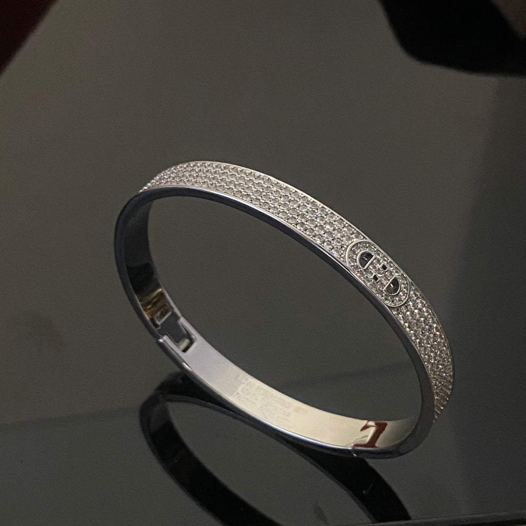 [Solara Jewelry] H-Doppelreif-Armband mit voll ausgefassten Diamanten