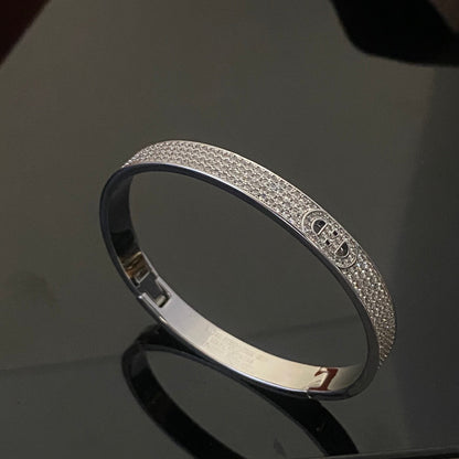 [Solara Jewelry] H-Doppelreif-Armband mit voll ausgefassten Diamanten