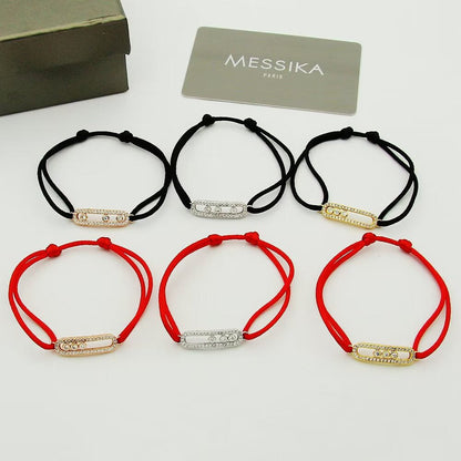 [Solara jewelry]メシカ ケア(s) ピンクコードパヴェブレスレット