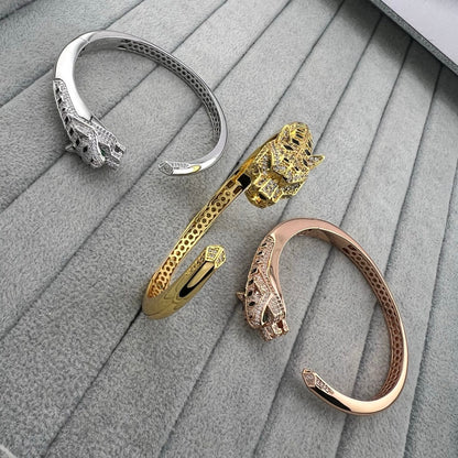 [Spira Jewelry]SCULPTED PANTHER HEAD OPEN BANGLE