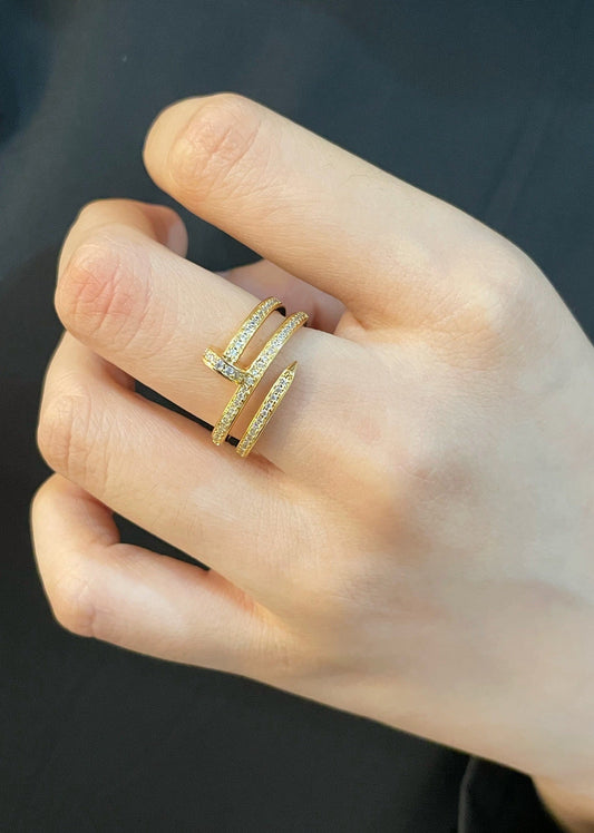 [Solara Jewelry ]LOVE トリプルロウ フルパヴェ ネイルリング