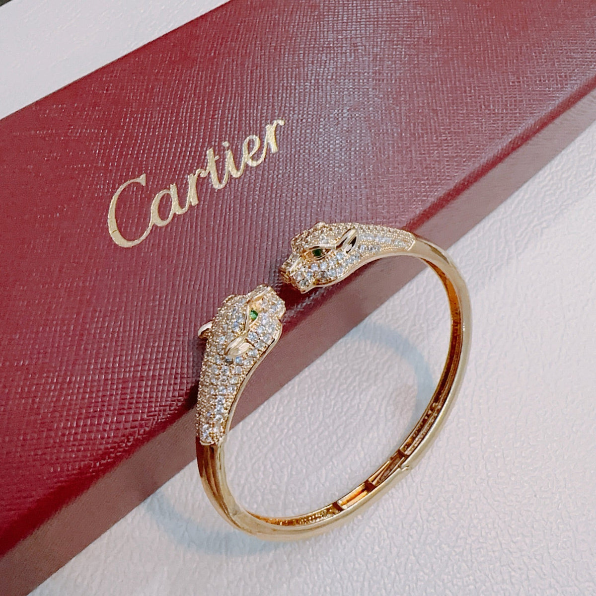 [Solara Jewelry ]CTダブルパンサーヘッドクリスタルバングル