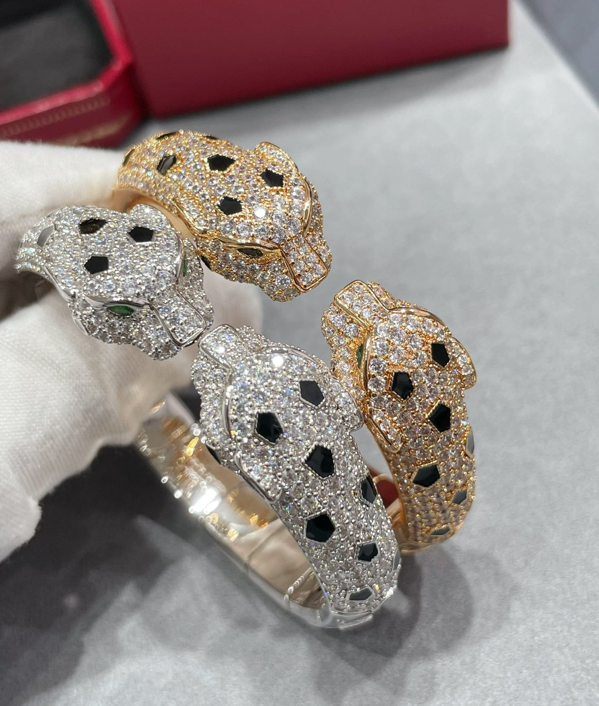 [Solara Jewelry ]CT リーガル ダブルパンサーヘッド カフブレスレット