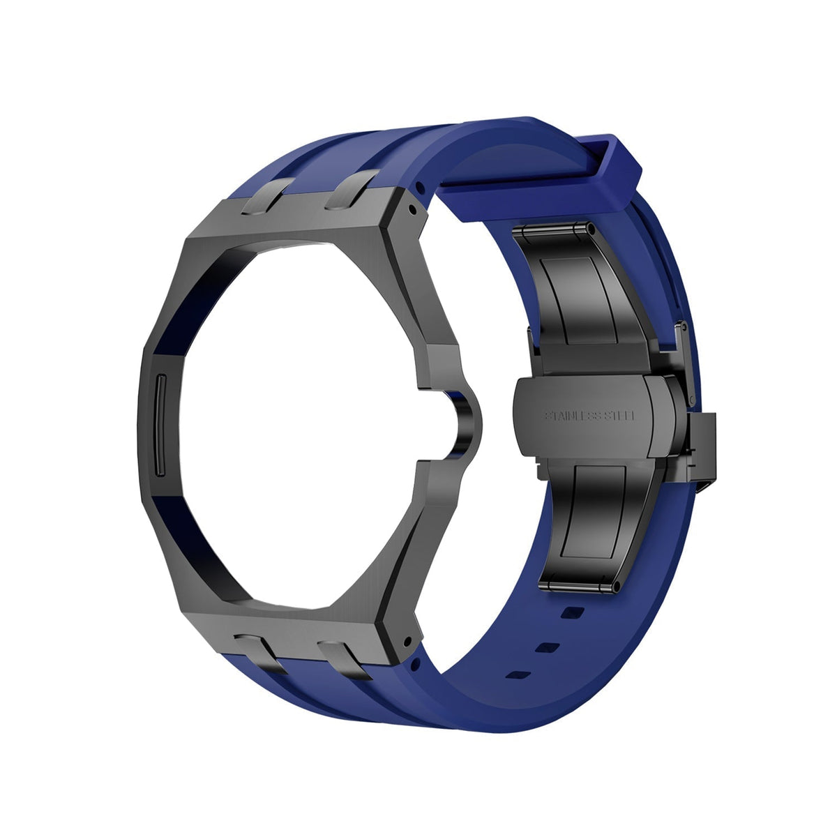 Eiche Pop Schwarz Stahl Silikonarmband