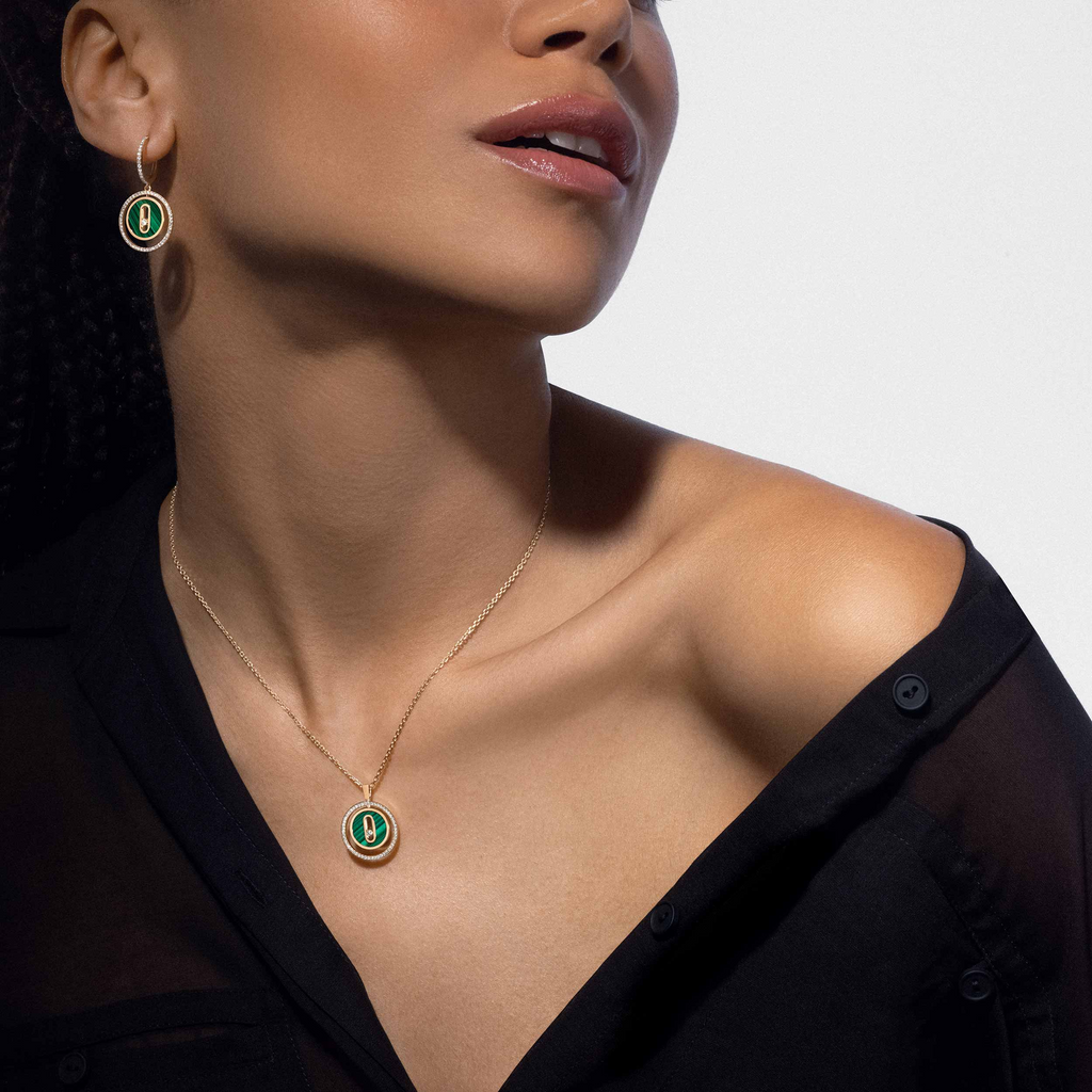 [Solara jewelry]LUCKY MOVE 1 DIAMANT MALACHIT GOLD DIAMANT HALSKETTE