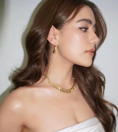 [Solara jewelry] Gold Shell Hoop Earrings