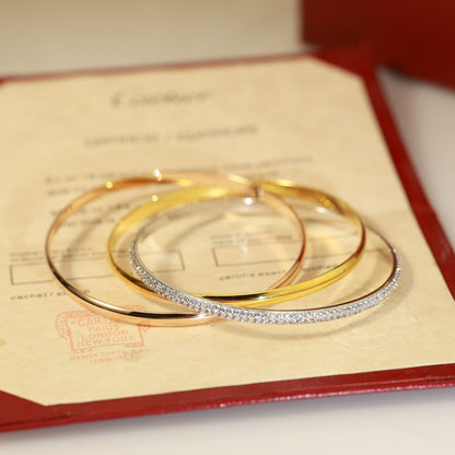 [Solara Jewelry ]ダイヤモンドが輝くマルチトーンスリーバンドツイストブレスレット