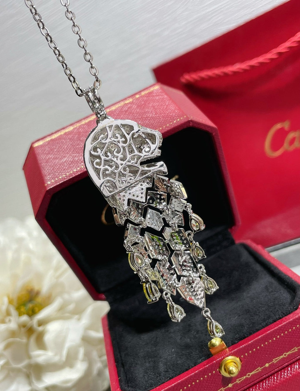 [Solara jewelry]High Jewelry Pave Panther Tassel Necklace image 3