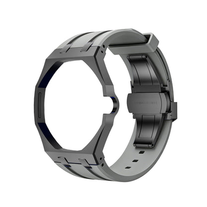 Eiche Pop Schwarz Stahl Silikonarmband
