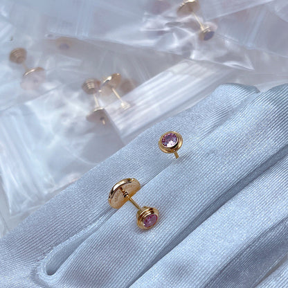 [Solara Jewelry] 一粒ダイヤモンド UFO スタッドピアス & ピンクダイヤモンド スタッドピアス