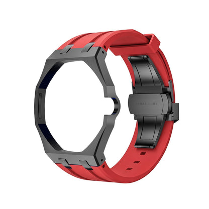 Eiche Pop Schwarz Stahl Silikonarmband