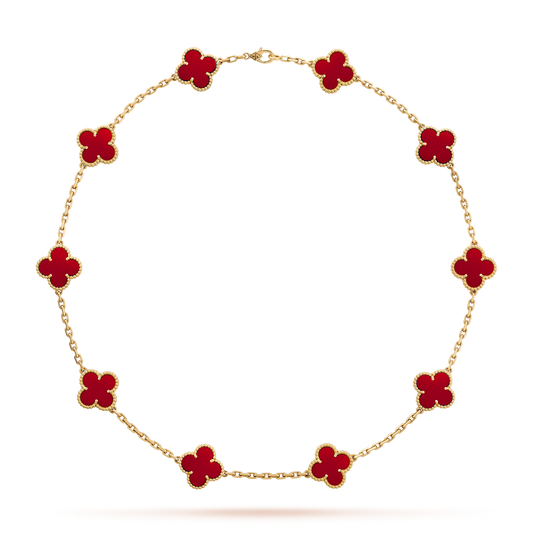[Solara Jewelry ]CLOVER 10 MOTIFS CARNELIAN NECKLACE