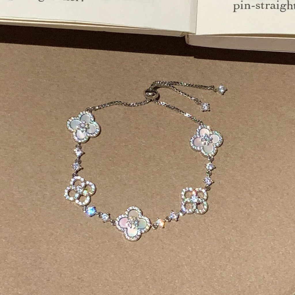 [Solara Jewelry ]CLOVER 5 MOTIF PINK BLUE RED WHITE BRACELET