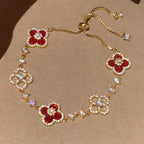 [Solara Jewelry ]CLOVER 5 MOTIF PINK BLUE RED WHITE BRACELET