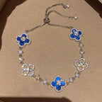 [Solara Jewelry ]CLOVER 5 MOTIF PINK BLUE RED WHITE BRACELET