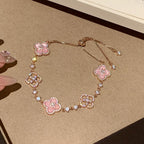 [Solara Jewelry ]CLOVER 5 MOTIF PINK BLUE RED WHITE BRACELET