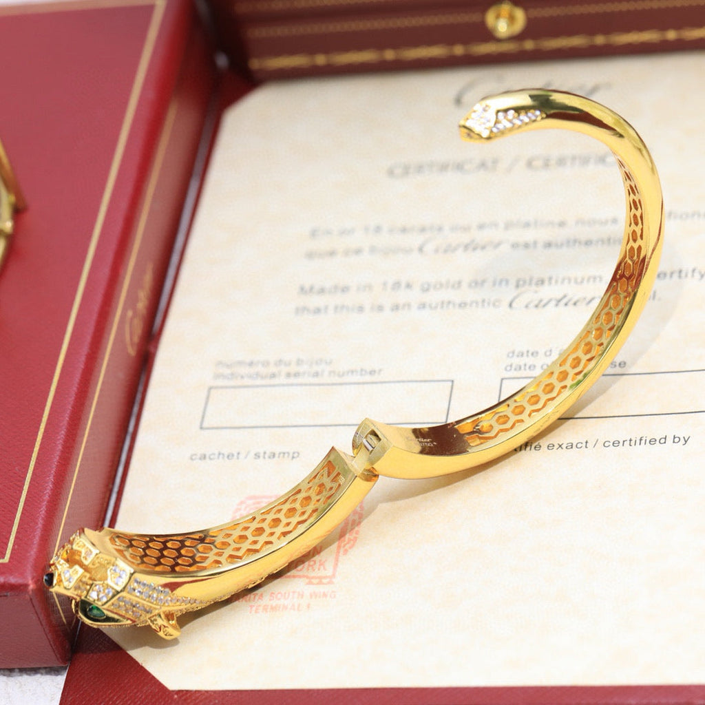[Spira Jewelry]PAVE PANTHER HEAD OPEN BANGLE