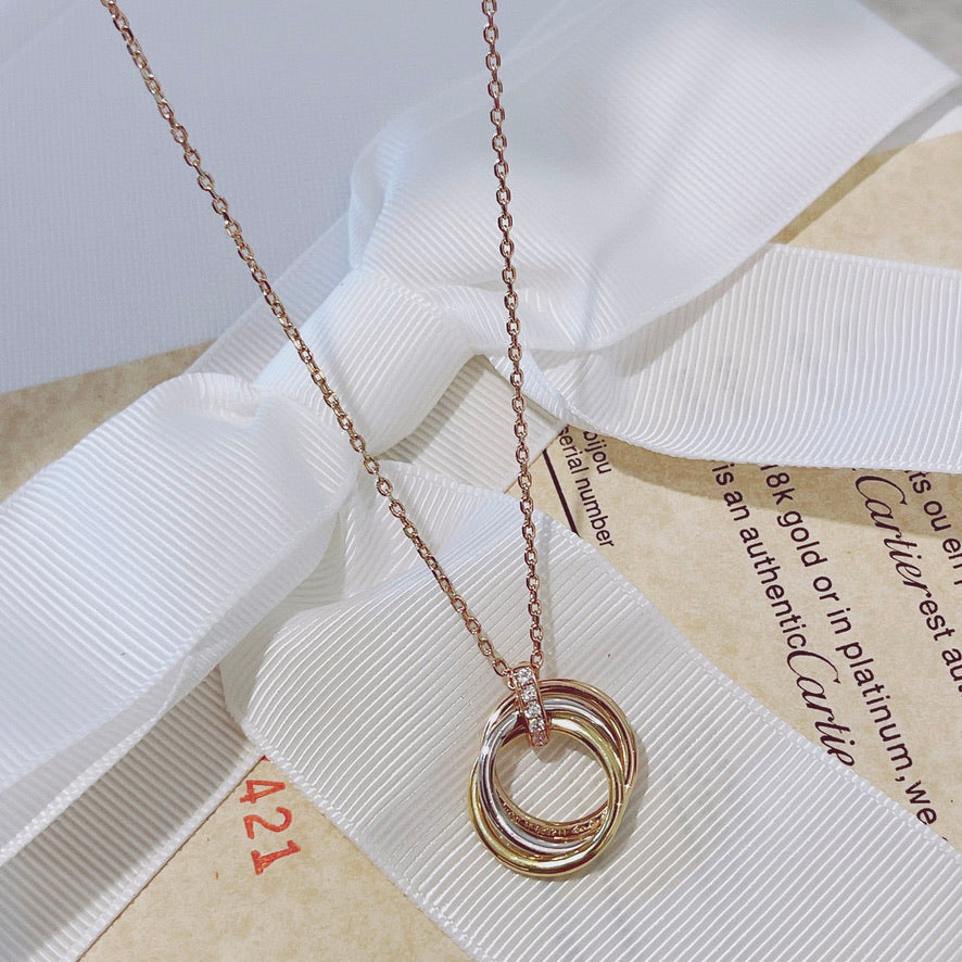[Solara Jewelry ]TRINITY NECKLACE GOLD  DIAMONDS