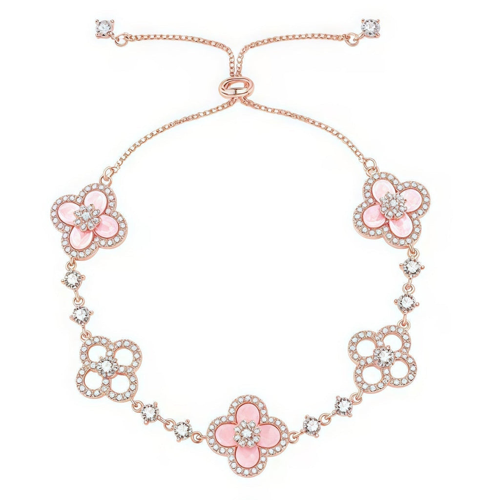 [Solara Jewelry ]CLOVER 5 MOTIF PINK BLUE RED WHITE BRACELET