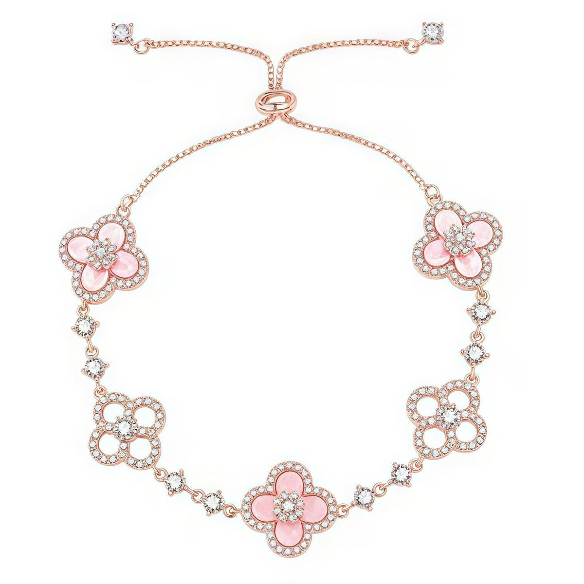 [Solara Jewelry ]CLOVER 5 MOTIF PINK BLUE RED WHITE BRACELET