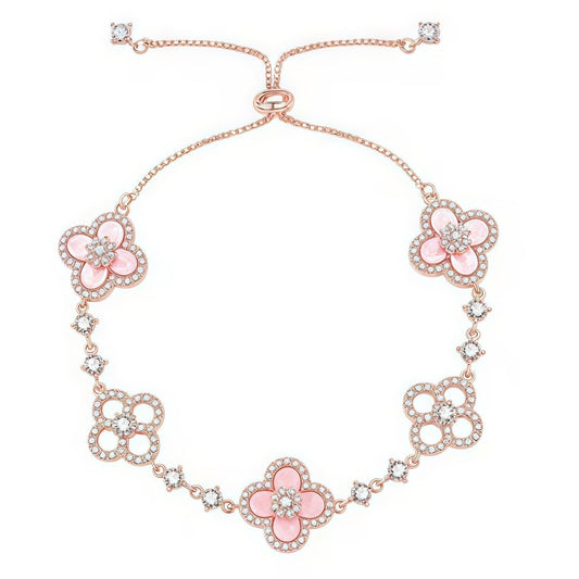 [Solara Jewelry ]CLOVER 5 MOTIF PINK BLUE RED WHITE BRACELET