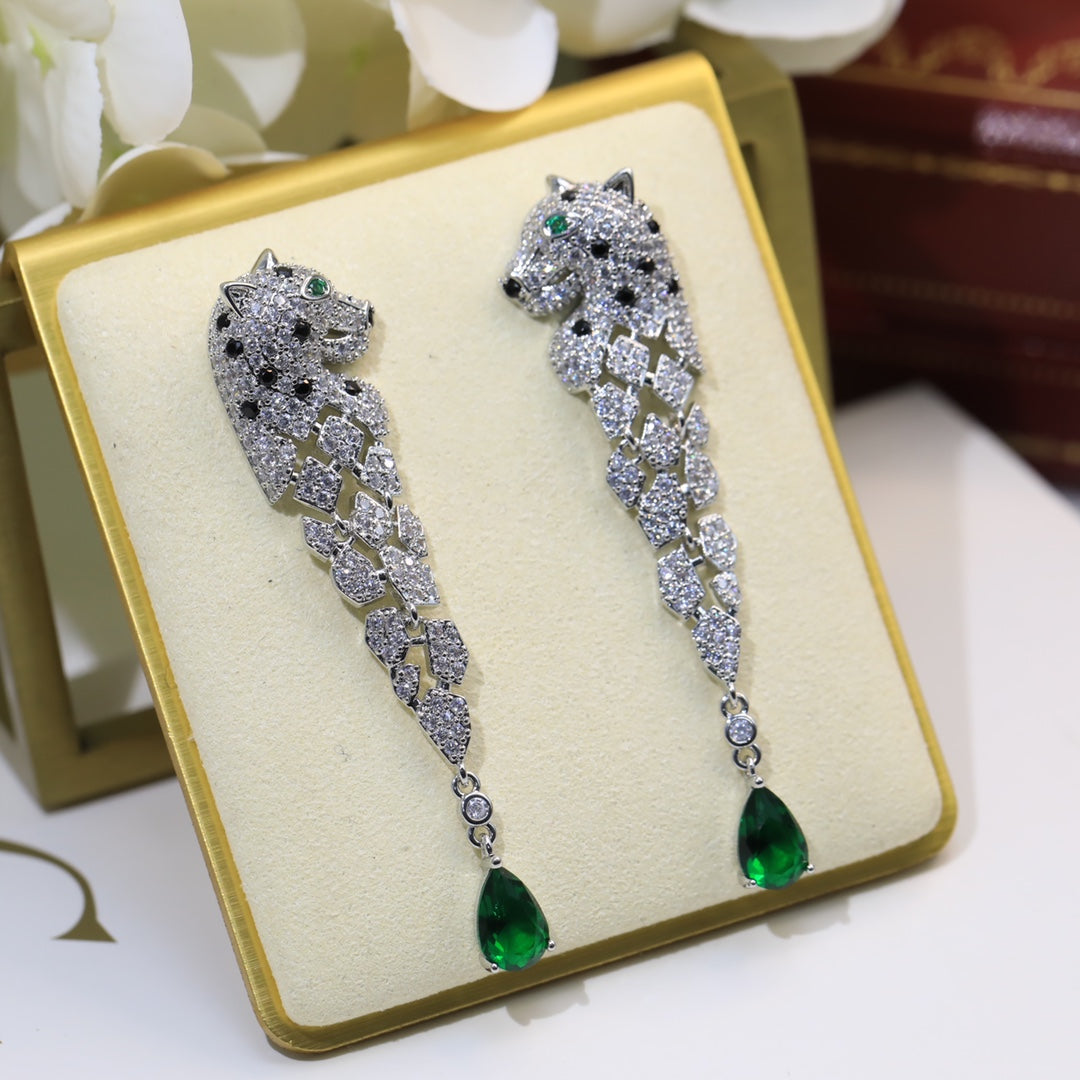 [Solara jewelry] Green Stone Drop Earrings