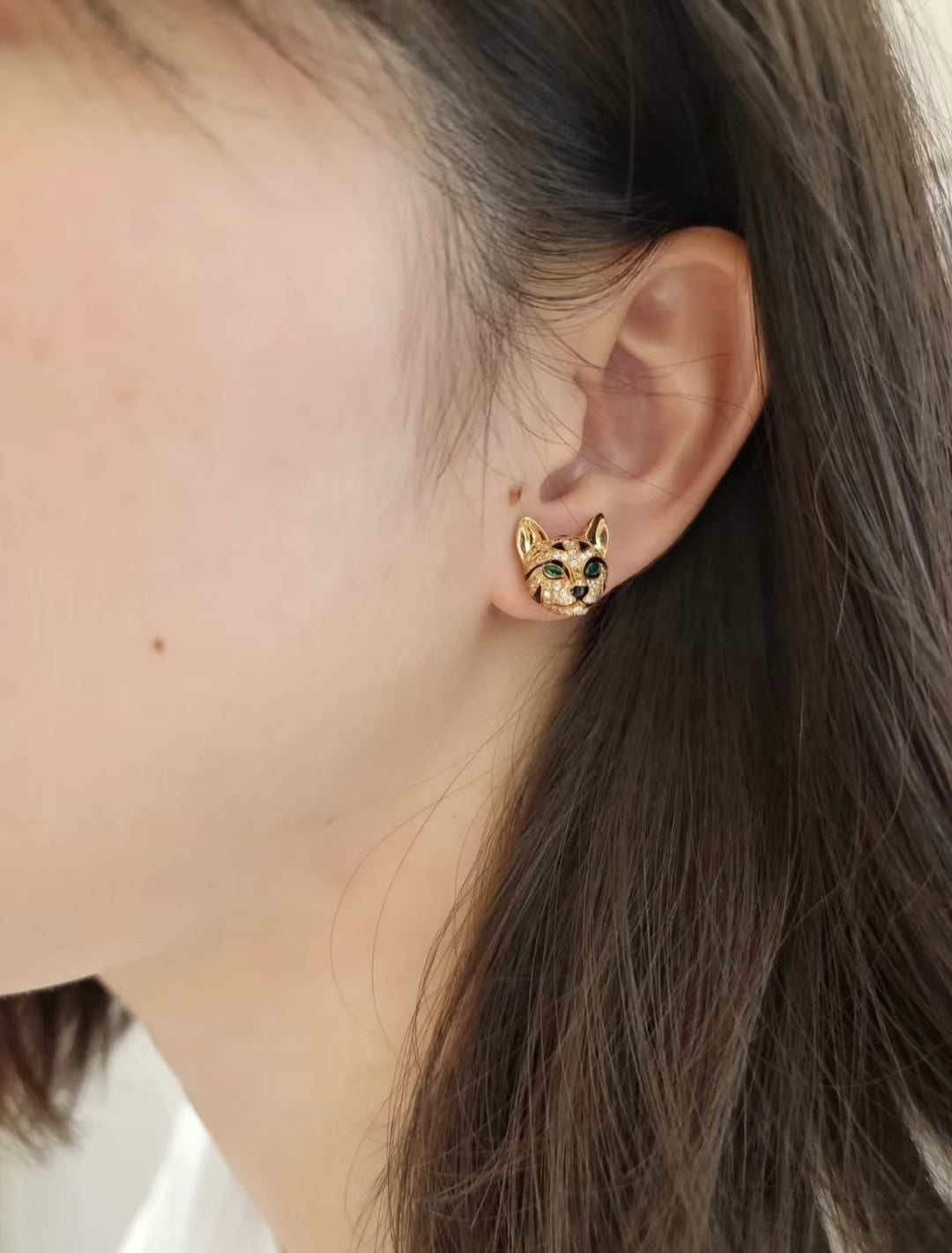 [Solara jewelry] Panther Face Stud Earrings