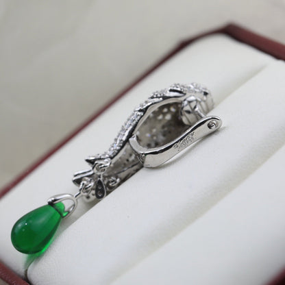 [Solara jewelry] Green Stone Drop Earrings