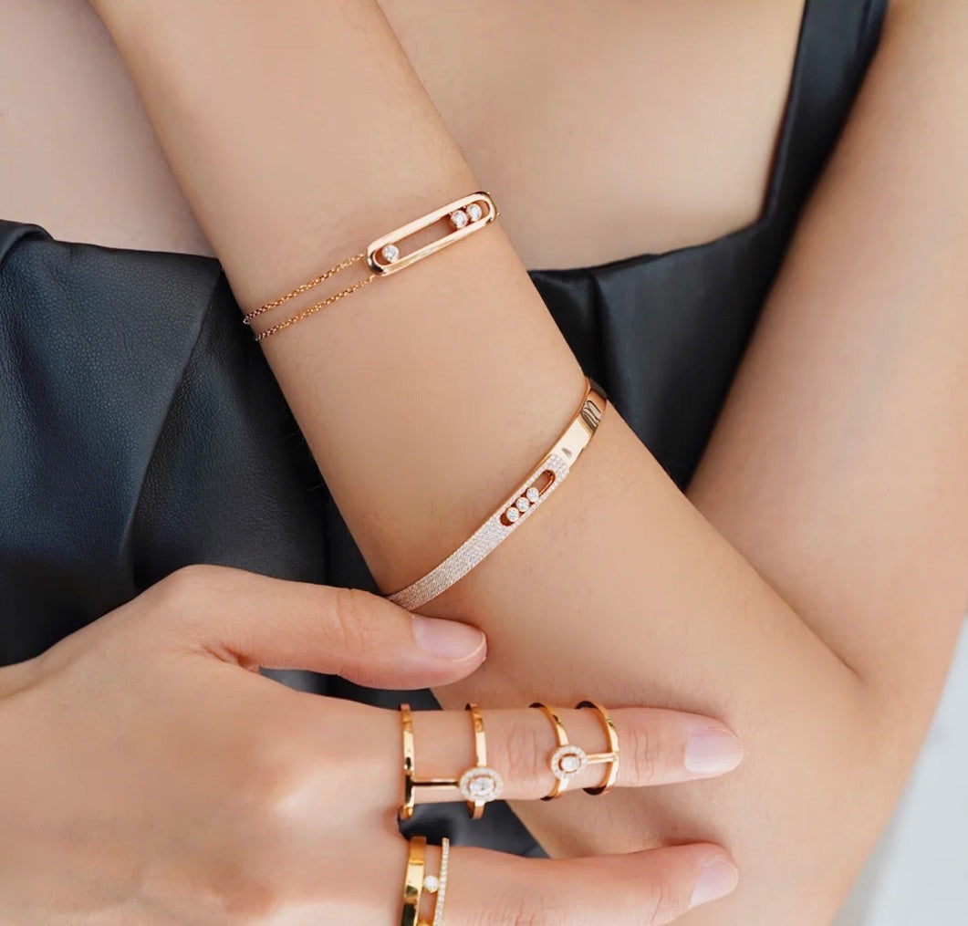 [Solara jewelry]ノア ローズゴールド パヴェダイヤモンド バングルブレスレット