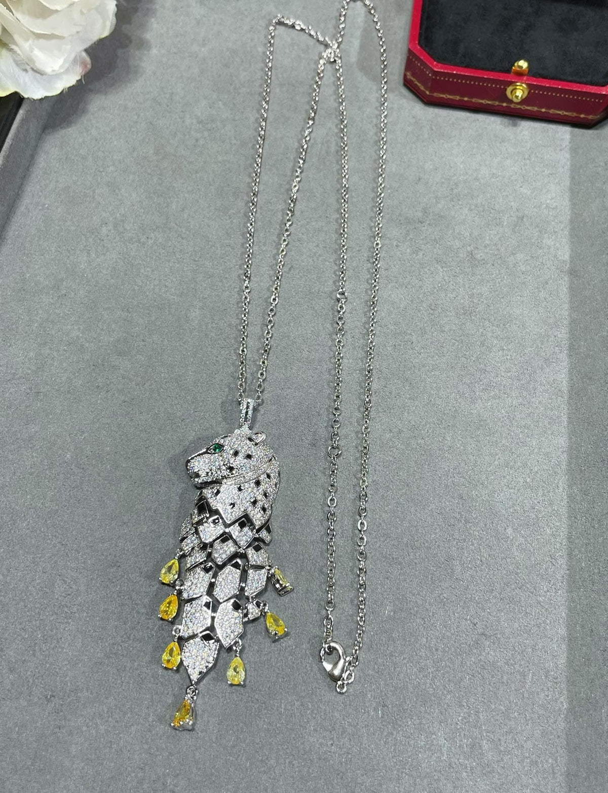 [Solara jewelry]High Jewelry Pave Panther Tassel Necklace image 9