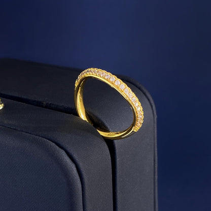 [Solara Jewelry ] CT Gebogener offener Bandring mit Diamantakzenten