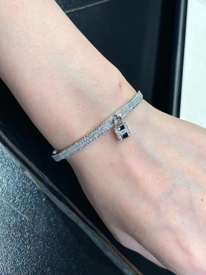 [Solara Schmuck ]H-Verschluss & ineinandergreifendes Creolen-Armband, vollständig mit Diamanten ausgefasst