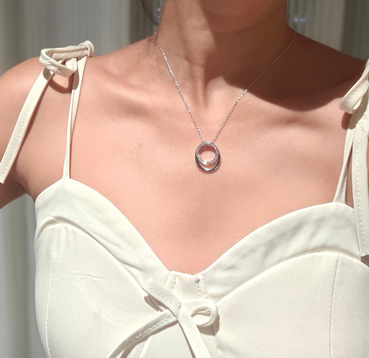 [Solara jewelry]Double Circle Pendant Necklace