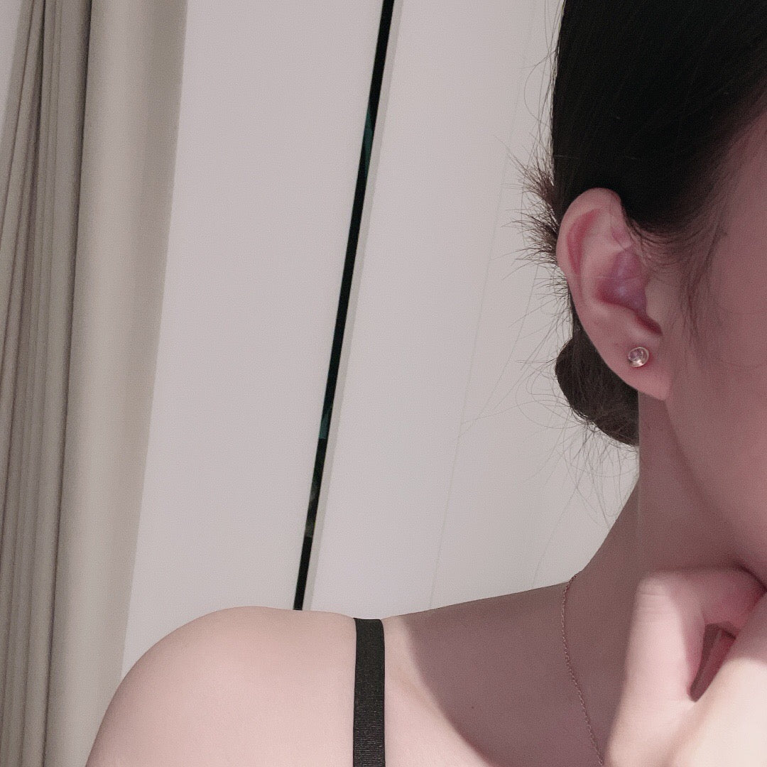 [Solara Jewelry] 一粒ダイヤモンド UFO スタッドピアス & ピンクダイヤモンド スタッドピアス