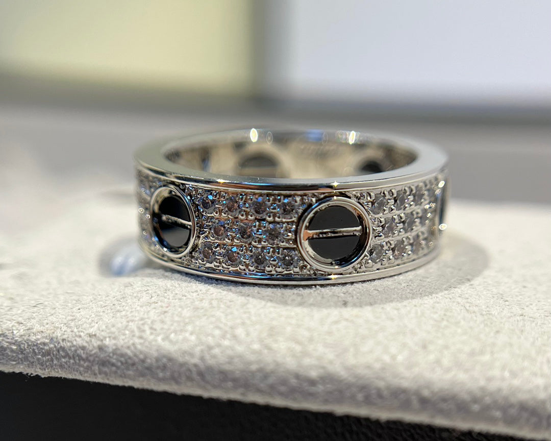 [Solara Jewelry ]LOVE RING 5.5MM DIAMONDS PAVED CERAMIC