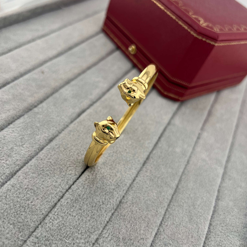 [Spira Jewelry]DOUBLE PANTHER HEAD OPEN BANGLE