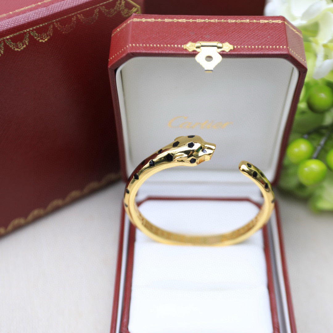 [Spira Jewelry]PAVE SPOTTED PANTHER HEAD BANGLE
