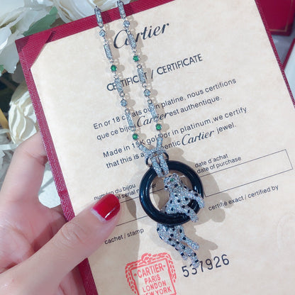 [Solara jewelry]Pave Panther Circle Pendant Necklace image 8