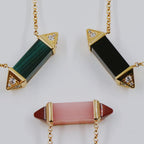 [Solara jewelry]Color Stone Bar Pendant Necklace image 3