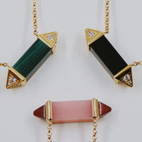 [Solara jewelry]Color Stone Bar Pendant Necklace image 3