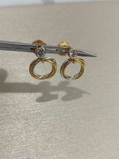 [Solara Jewelry ]Dreifarbige Pave-Diamantohrringe